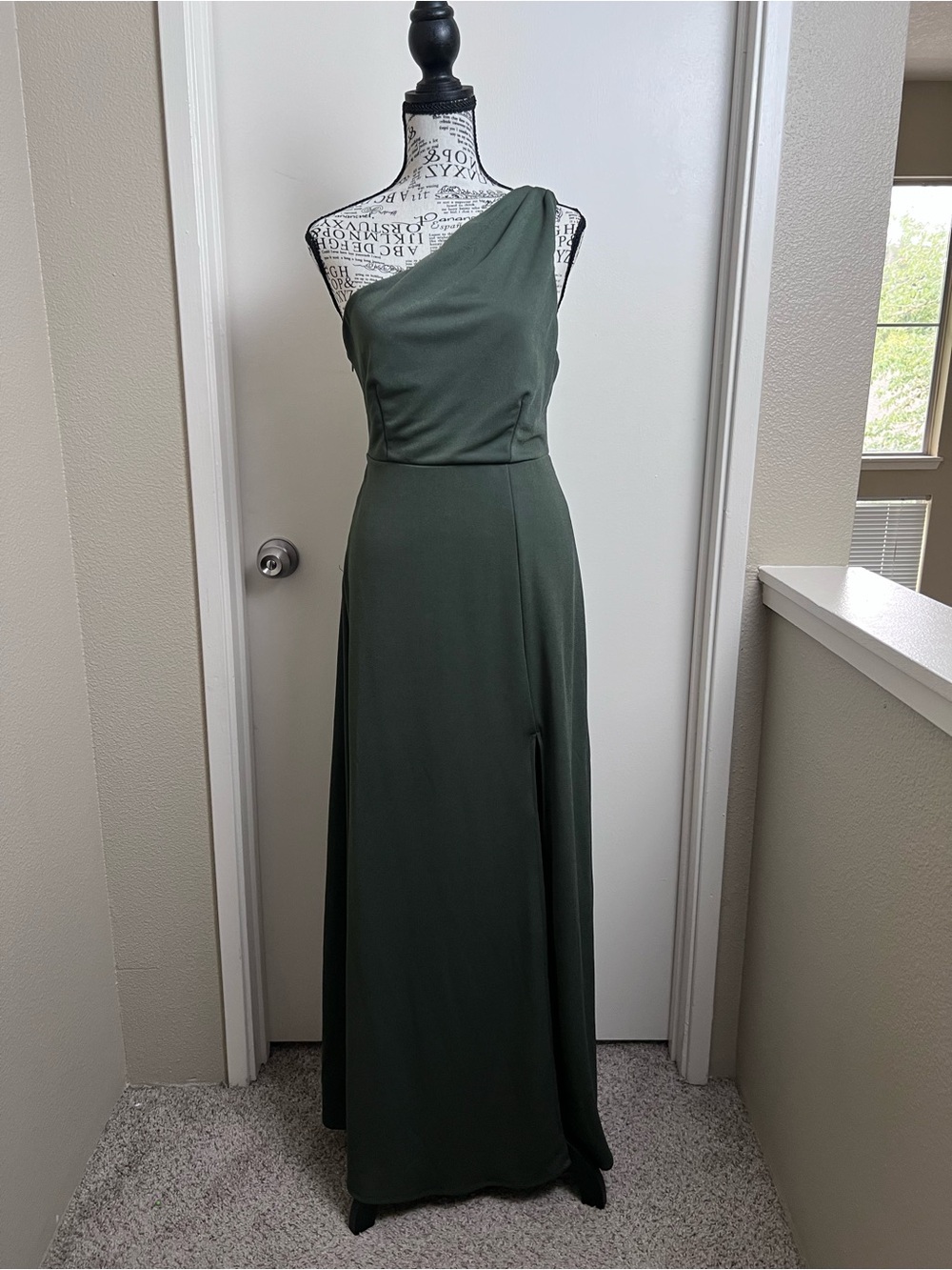 Birdy Grey Sage Green One Shoulder Bridesmaid Maxi Dress Small